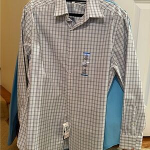 Perry Ellis Gray Plaid Dress Shirt